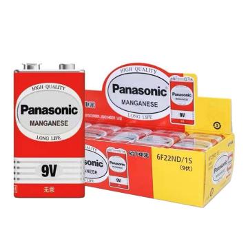 Panasonic/松下 9V碳性电池适用于万用表遥控器话筒报警器玩具(10节/盒) 6F22ND 9V
