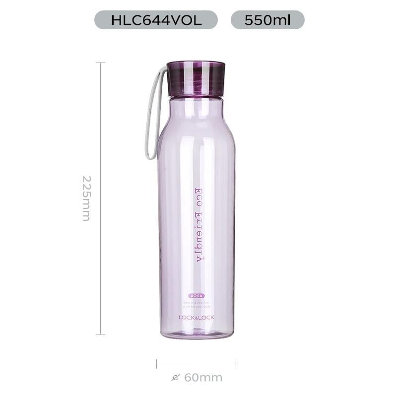 乐扣乐扣 LOCK&LOCK 运动 塑料水杯 HLC644VOL容量：550ml 箱规：18个/箱 材质：食品级PC材质 HLC644VOL-OCH紫色