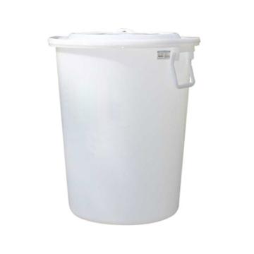 滋仁 圆形带盖垃圾桶水桶40L 塑料柄 LT-102 白色