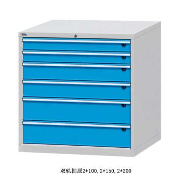 位邦 工具柜，尺寸(mm):1023×725×1000，灰色，抽屉蓝色，双轨抽屉，6个抽屉 75.1754.12