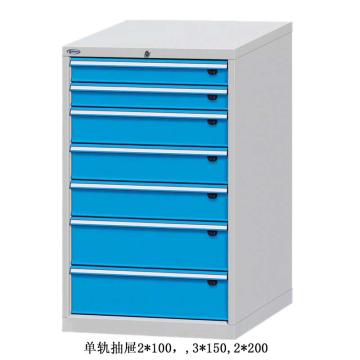 位邦 工具柜，尺寸(mm):717×725×1150，灰色，抽屉蓝色，单轨抽屉，7个抽屉 75.7707.12
