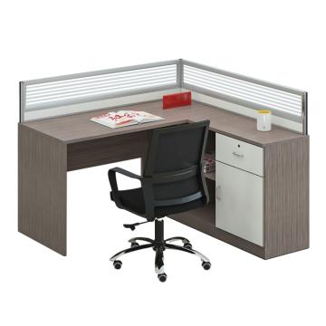 虎啸 L型屏风工位板式桌含侧柜 1400*1400*1050mm 北欧柚木色 JHXPF43