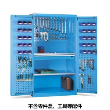 位邦 储物柜1023×550×1800mm，蓝色，对开钢门柜，2层层板，背部、门上带挂板，1抽屉 77.6511.02