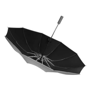 三极户外 10骨全自动反向伞 TP7399 黑胶布+反光条烟灰色