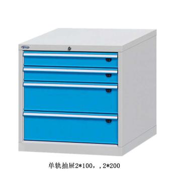 位邦 工具柜，尺寸(mm):717×725×700，灰色，抽屉蓝色，单轨抽屉，4个抽屉 75.7702.12