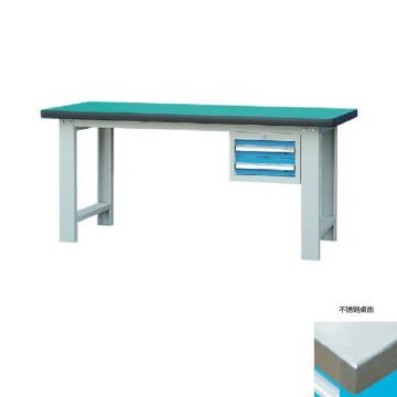 锐德 50mm不锈钢桌面单吊2抽柜重型工作桌1800W×750D×800H，载重:1000kg，不含安装 RD1802AB
