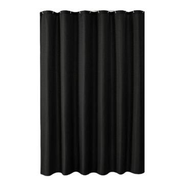 功成狮 简约防水浴帘，GJCA0212GJCA0212 涤纶 华夫格120gsm 90×180cm（含12个挂钩）黑色 GJCA0212