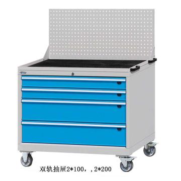 位邦 工具柜，尺寸(mm):1023×600×1023+500，灰色，抽屉蓝色，双轨抽屉，4个抽屉 75.1691.12