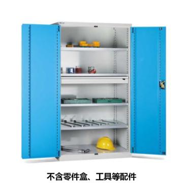 位邦 储物柜1023×550×1800mm，蓝门灰柜，对开钢门柜，4层层板，1抽屉 77.6401.12
