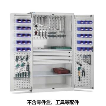位邦 储物柜1023×550×1800mm，灰色，对开钢门柜，2层层板，背部、门上带挂板，3抽屉 77.6531.01