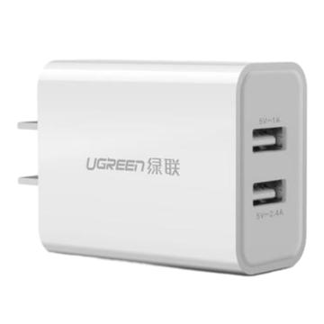 绿联 USB双口充电器5V 1A/2.4A 电源适配器 CD104 20328
