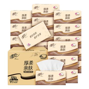 清风 4层100抽塑包抽取式面巾纸，厚柔系列BR14SCEN5/BR14SCEN6/BR12MH20（升级款） 170×154mm BR14SCEN5/BR14SCEN6/BR12MH20（升级款）