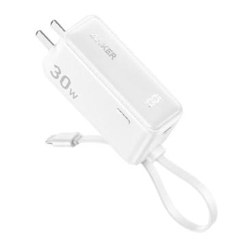 安柯 移动电源5000mAh 三合一30W快充能量棒 type-c充电头 适用苹果15/14/13/华为mate60 白色 A1636621
