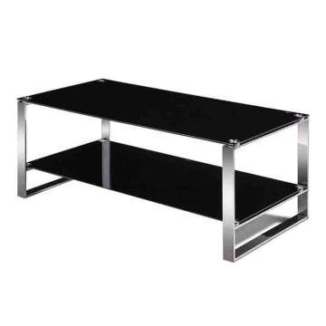 HiBoss 办公室双层茶几金属架钢化玻璃长茶几1200*600*430mm GJSP-128
