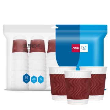 deli/得力 一次性纸杯280ml 红色 50只/包 LL201