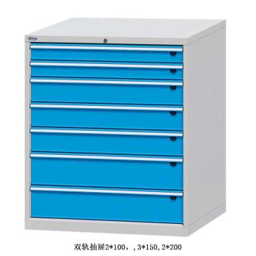 位邦 工具柜，尺寸(mm):1023×725×1150，灰色，抽屉蓝色，双轨抽屉，7个抽屉 75.1755.12
