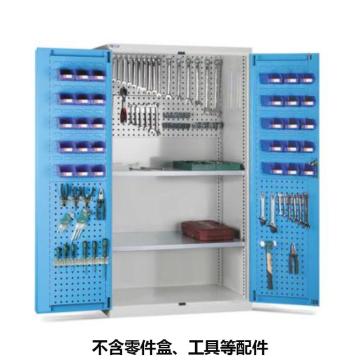 位邦 储物柜1023×550×1800mm，蓝门灰柜，对开钢门柜，2层层板，背部、门上带挂板 77.6501.12