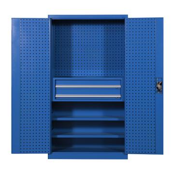 京图尚冠 多功能重型工具柜带工具挂板二抽内二层板1000×500×1800mm全蓝色 JG259