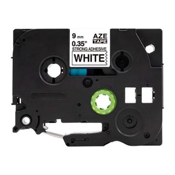 功成狮 强粘性标签色带，AZE-S221GCDY0202 宽度9mm 白底黑字，适用于兄弟TZA系列标签机 GCDY0202