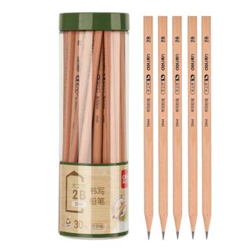 deli/得力 原木桶装铅笔2B 三角杆（30支/桶） S944原木色