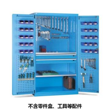 位邦 储物柜1023×550×1800mm，蓝色，对开钢门柜，2层层板，背部、门上带挂板，2抽屉 77.6521.02