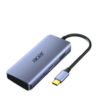 Acer/宏碁 扩展坞太空灰铝壳 USB3.0X3 HDMIX1 VGAx1 PD充电口X1 0.2米 C802-6C