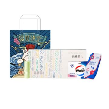 全棉时代 洗护套装 唇膏+棉柔巾+香皂+酒精湿巾+无纺布袋