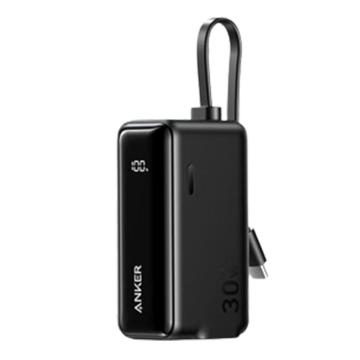 安柯 移动电源5000mAh 三合一30W快充能量棒 type-c充电头 适用苹果15/14/13/华为mate60 黑色 A1636611