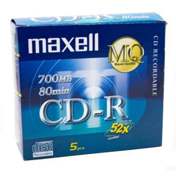 麦克赛尔 CD-R光盘 52速700M，5片/筒