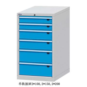 位邦 工具柜，尺寸(mm):564×600×1000，灰色，抽屉蓝色，单轨抽屉，6个抽屉 75.5609.12