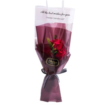 功成狮 女神节香皂花束3朵玫瑰【红色】+礼袋 40*15CM GFUD0327