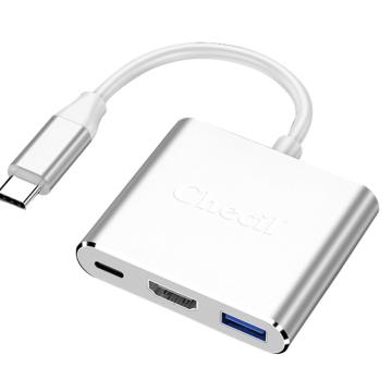 创乘 TypeC三合一扩展坞（HDMI+USB+PD快充）金属银 CT113S