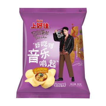 上好佳 休闲零食 田园薯片，80g*12袋 红烩肉口味