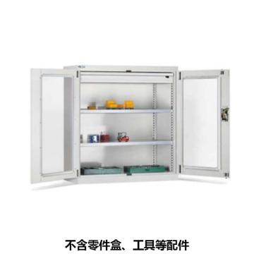位邦 储物柜，1023×550×1000mm，灰色，对开玻璃门柜，2层层板，1抽屉 77.6212.01