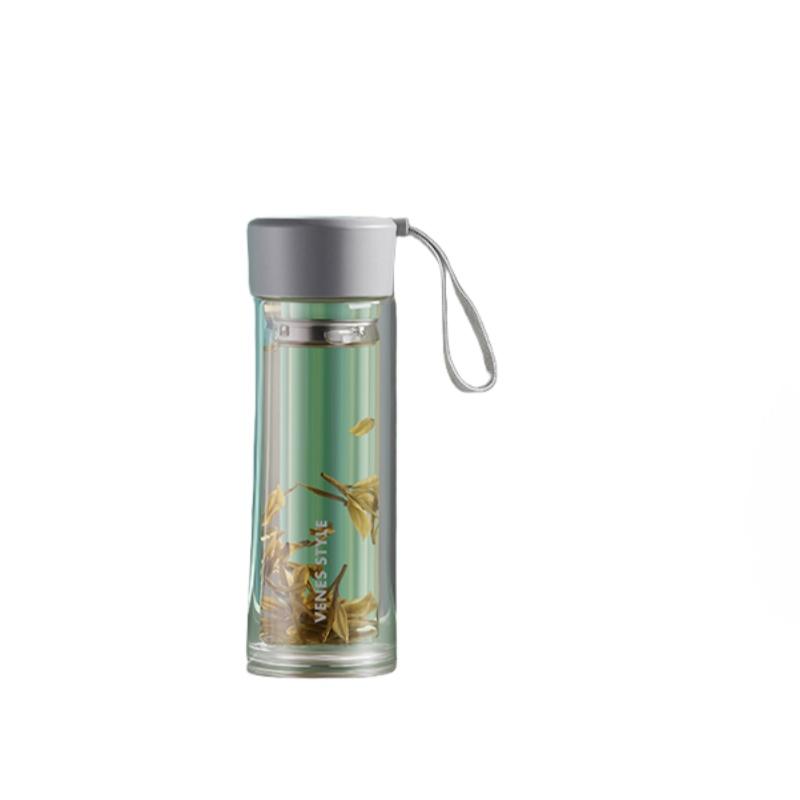 菲驰 乐尚玻璃杯300ml/高硼硅玻璃+食品级PP FC306-300高级灰