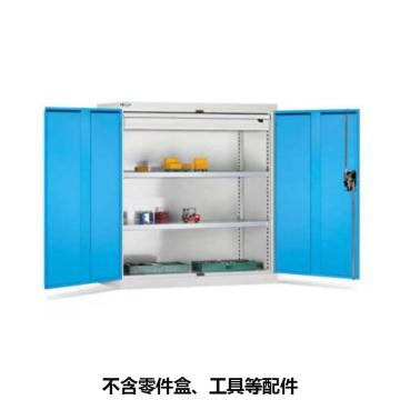 位邦 储物柜1023×550×1000mm，蓝门灰柜，对开钢门柜，2层层板，1抽屉 77.6211.12