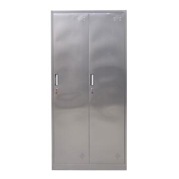 中阳 201不锈钢二门更衣柜900宽*420深*1800高 钢板厚度为0.7mm 灰白色 ZYB-09
