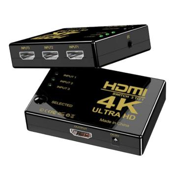 创乘 HDMI线4K高清HDMI切换器 三进一出 黑色 CT042-3