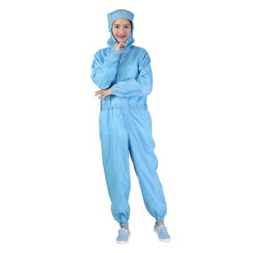 HYJJ 防静电三连体按扣洁净服帽/衣/裤三者相连，H-1117 蓝色 4XL码 H-1117 蓝色 4XL码