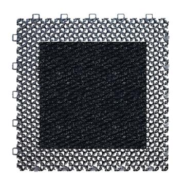 Raxwell 模块拼接地垫 D型菠萝纹毯面PVC材质 深灰色 单片尺寸30*30cm 厚度16mm 配辅料边框 RJMH0032