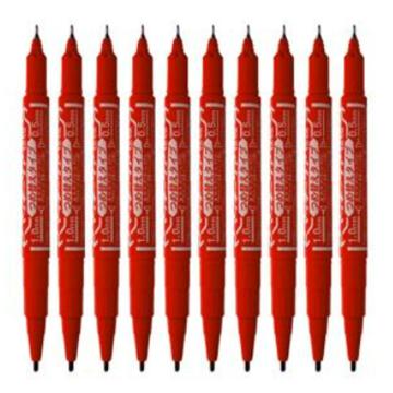 ZEBRA/斑马 速干油性小双头记号笔细头1.0-1.3mm 极细头0.5mm(10支/盒) YYTS5红色