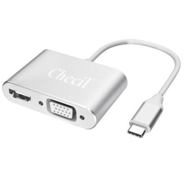 创乘 TypeC二合一扩展坞（HDMI+VGA）金属银 CT076S