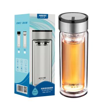 哈尔斯 玻璃杯产品材质：高硼硅玻璃、食品级PP 容量：300mL HBW-300-9-S 银色