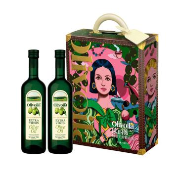 欧丽薇兰 Olivoilà 食用油（一件代发） 特级初榨橄榄油，750ml*2 简装礼盒装
