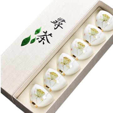 功成狮 陶瓷杯套装陶瓷杯套装金足莲蓬杯 6个 单个尺寸宽6cm 高4.1cm 容量50ml GFUD0386