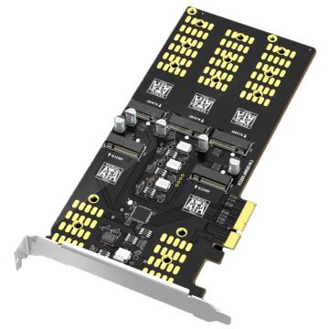 Maiwo PCIEX4转M.2 SATA协议NGFF固转接卡台式电脑扩展卡PCI-E转NGFF（五盘） KCSSD9