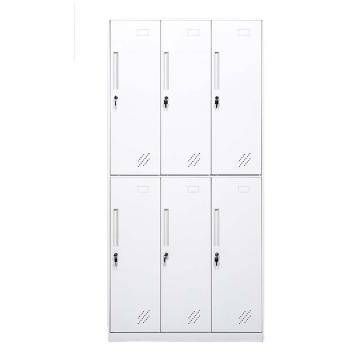 虎啸 六门更衣柜员工柜钢制储物柜厚度0.8mm 900*500*1850mm 白色 HXGC08