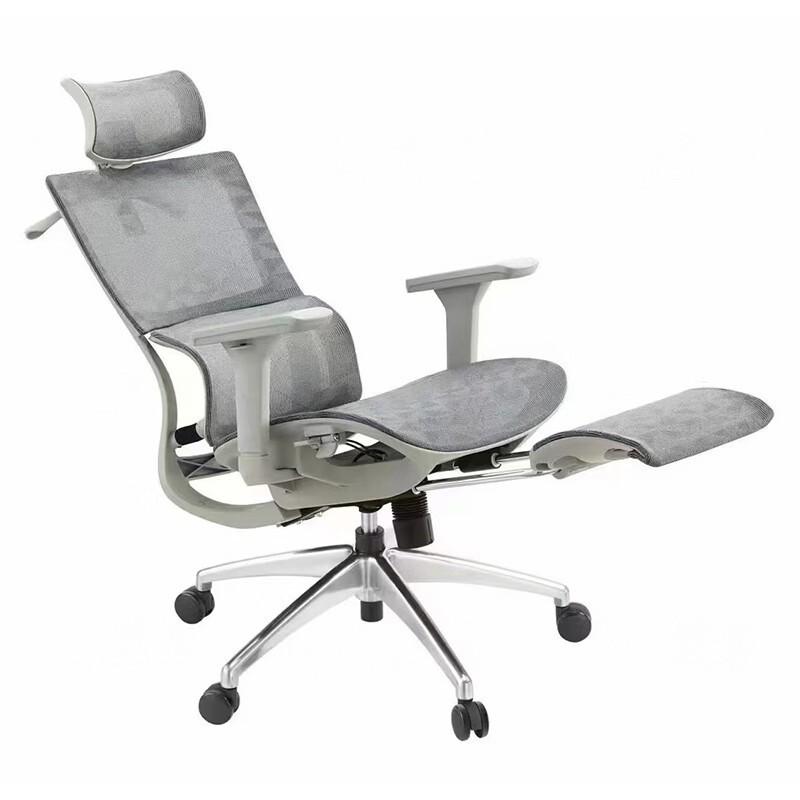 居道夫 人体工学椅老板椅可躺办公椅3D扶手电脑椅转椅脚踏款灰色/网面/转椅脚踏/690*700*1060mm SL-7783