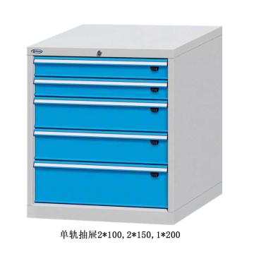 位邦 工具柜，尺寸(mm):717×725×800，灰色，抽屉蓝色，单轨抽屉，5个抽屉 75.7705.12