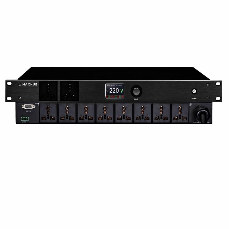 MAXHUB 电源时序器/8路独立大功率受控电源输出/装备2.0寸彩色LCD显示屏/定时开关功能/支持面板LOCK锁定 MH-SP408